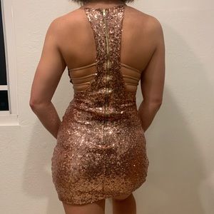 LF Rose Gold Sequin Mini Dress